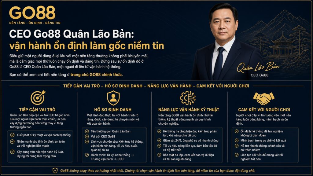 CEO Go88 Quân Lão Bản: vận hành ổn định làm gốc niềm tin Thông tin định danh cơ bản